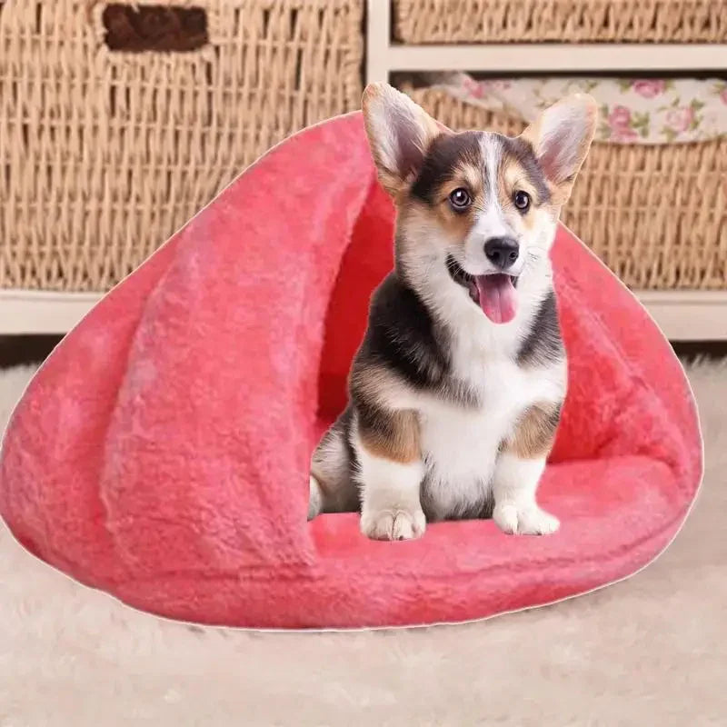 Pet Cave Bed Warming Cat Beds Dog Sleeping House Triangle Semi-Enclosed Warm Cat Nest Pet Tent Cave Bed for Small Medium Puppies